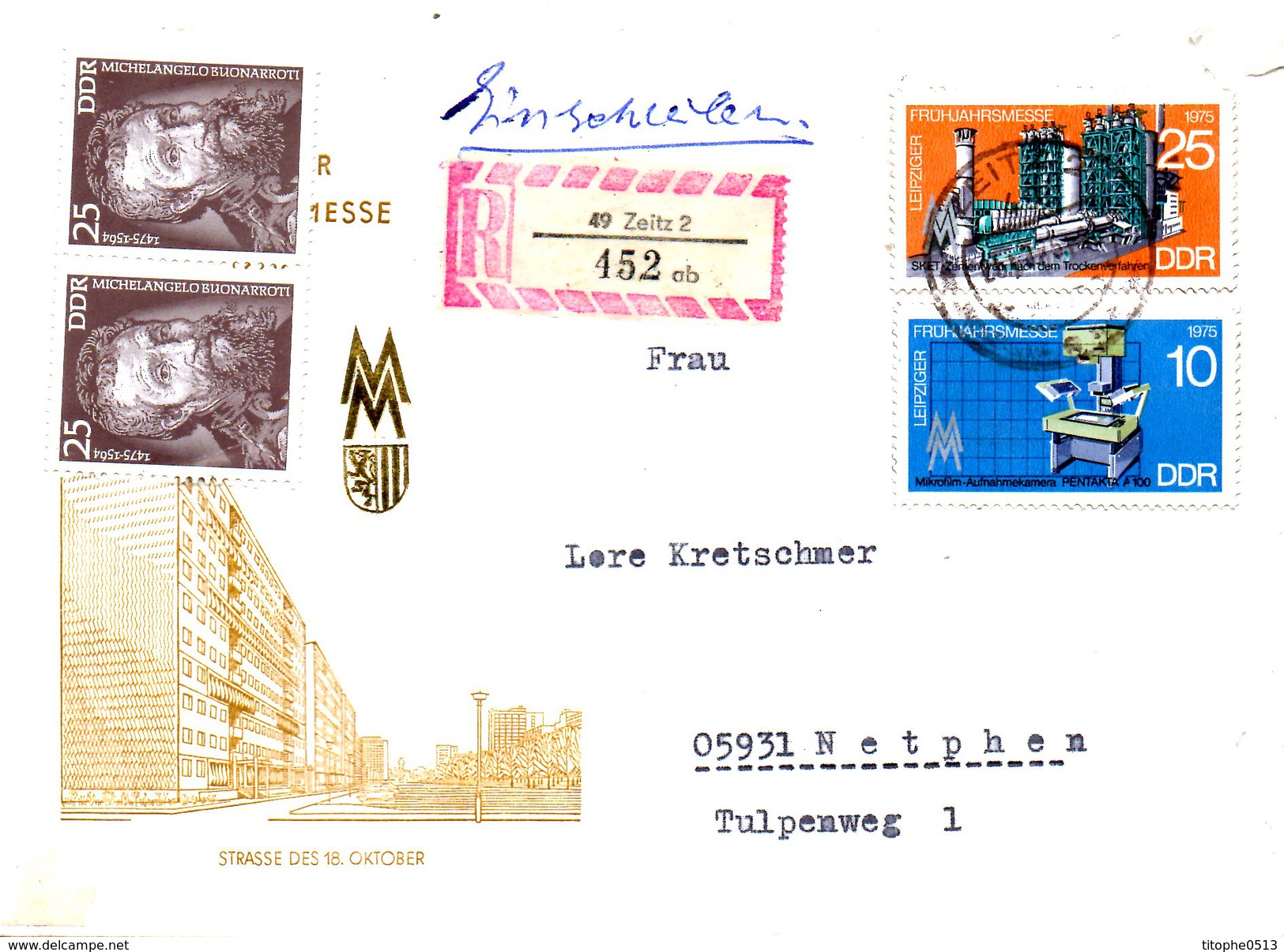 RDA. N°1703-4 De 1975 Sur Enveloppe Commémorative Ayant Circulé. Microfilm/Foire/Cimenterie. - Computers