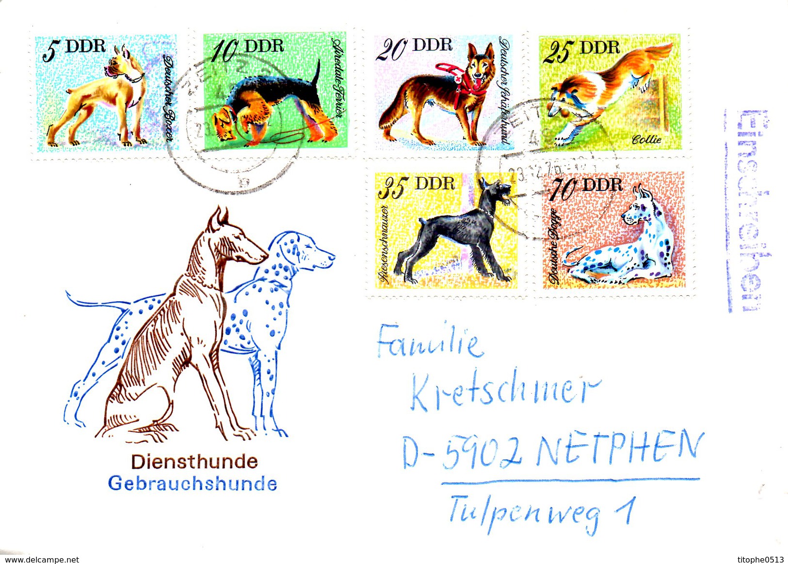 RDA. N°1831-6 De 1976 Sur Enveloppe Commémorative Ayant Circulé. Chien. - Hunde