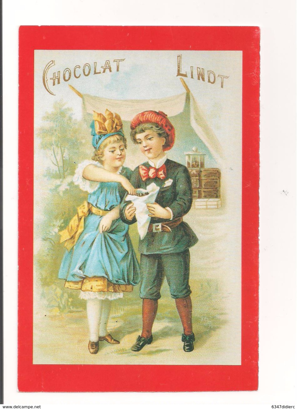 CP ANCIENNE AFFICHE 1845 .  PUBLICITE POUR LE CHOCOLAT LINDT. - Publicité