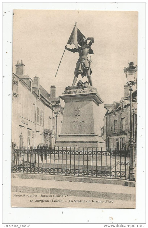 Cp , 45 , JARGEAU , Statue Jeanne D'Arc , écrite - Jargeau