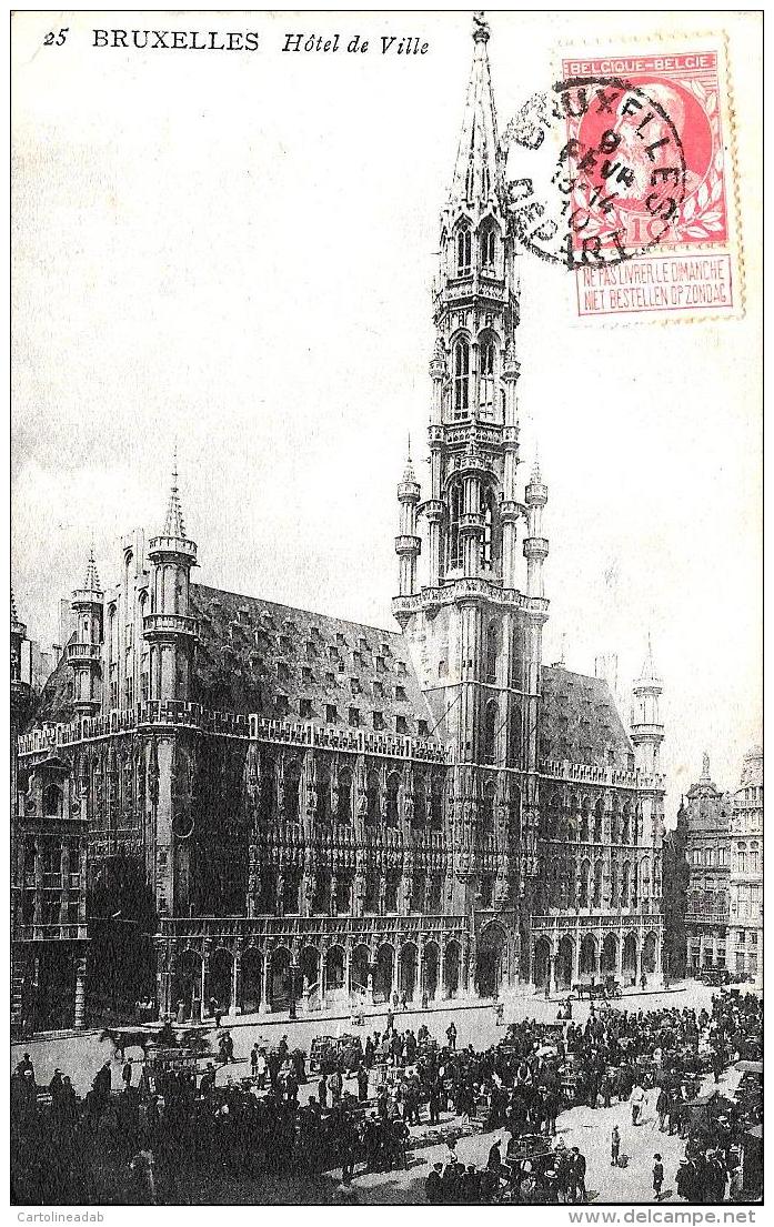 [DC3516] CPA - BELGIO - BRUXELLES - HOTEL DE VILLE - Viaggiata 1910 - Old Postcard - Altri & Non Classificati