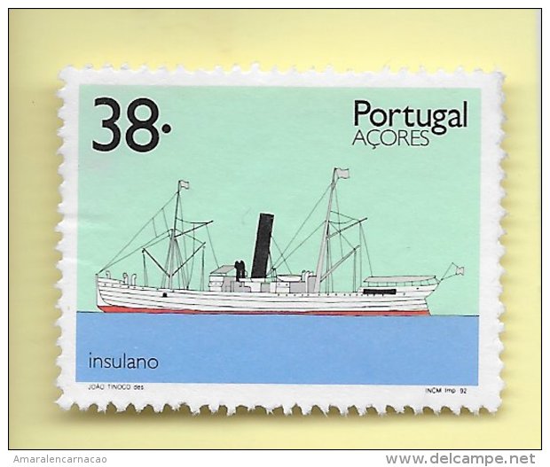 TIMBRES - STAMPS - PORTUGAL  (AÇORES) - 1992 - TRANSPORT DES AÇORES - BATEAU INSULANO - TIMBRE OBLITÉRÉ - Açores