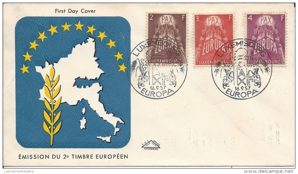 ⭐ Luxembourg - Europa - YT N° 531 à 533 - FDC - Premier Jour - 1957 ⭐ - FDC