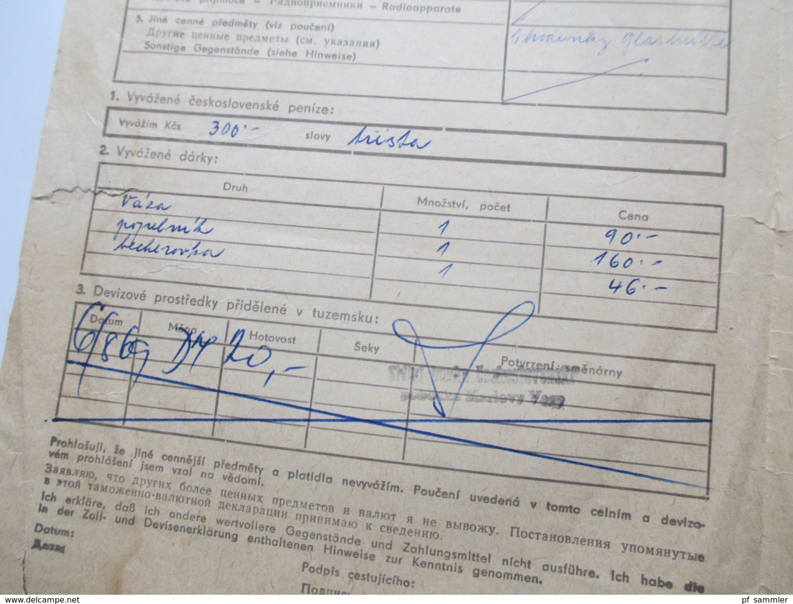 Tschechoslowakei 1951 Zoll und Devisenerklärung 3 Stück mit Fiskalmarken / Stempelmarken! Interessant??!!