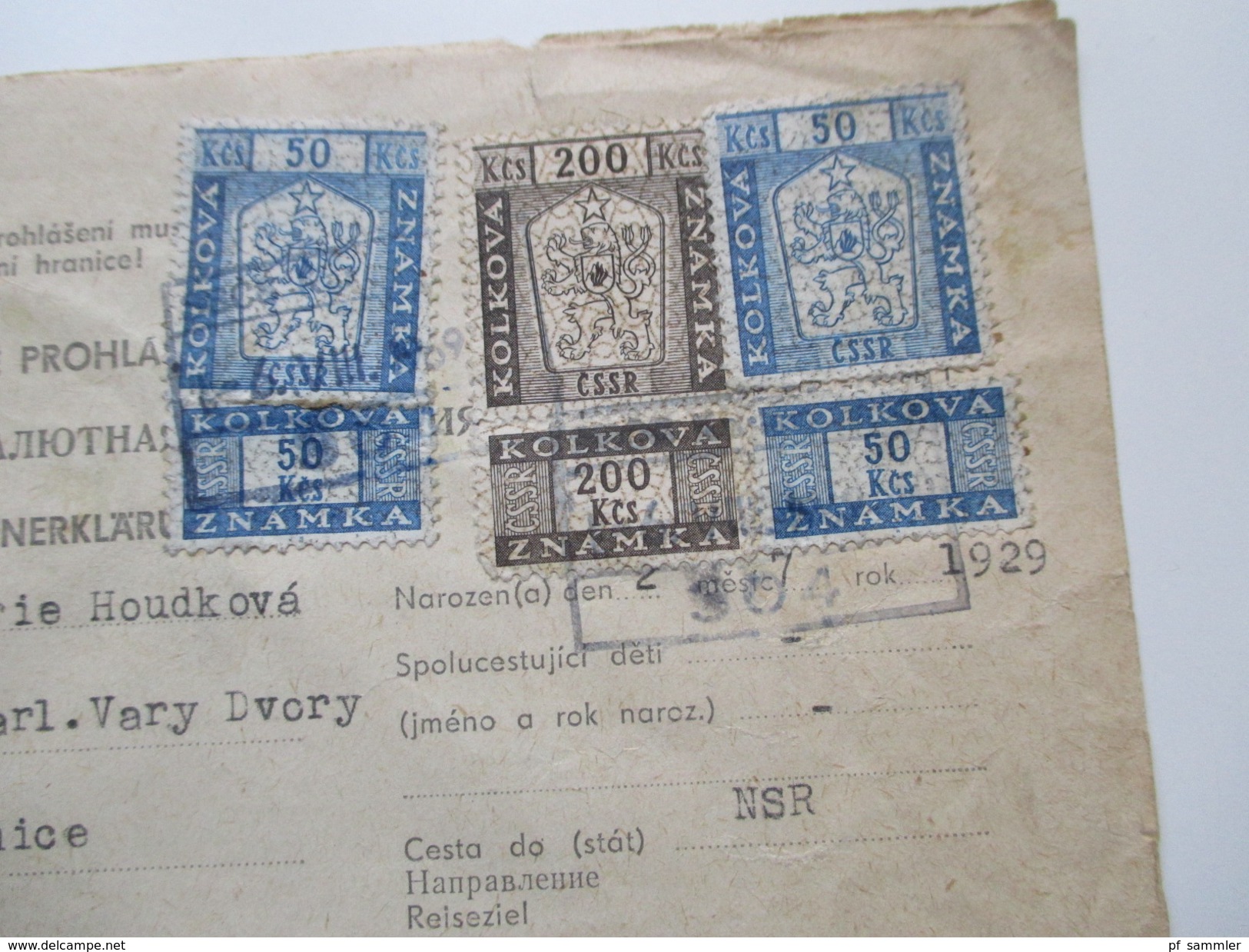 Tschechoslowakei 1951 Zoll und Devisenerklärung 3 Stück mit Fiskalmarken / Stempelmarken! Interessant??!!