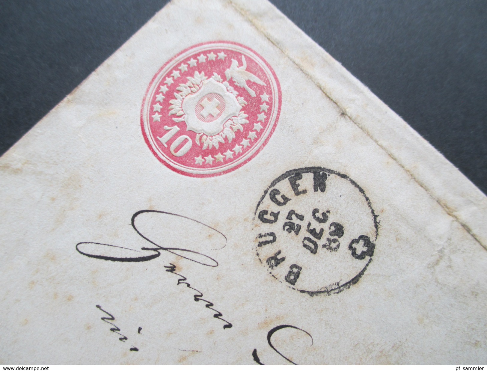 Schweiz 3 Ganzsachenumschläge Tübli / Brieftaube. 1869 alle echt gelaufen / gebraucht!