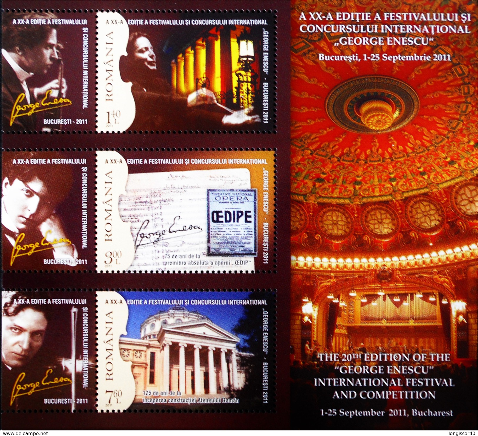 FESTIVAL INTERNATIONAL GEORGES ENESCU 2011 - NEUF ** - YT BL 413 - MI BL 511 - Unused Stamps