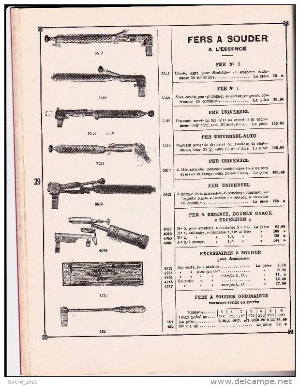 CATALOGUE DE PETIT OUTILLAGE-ETS TREANTON ET CASSET-PARIS-1930-40-envoi Gratuit - Matériel Et Accessoires