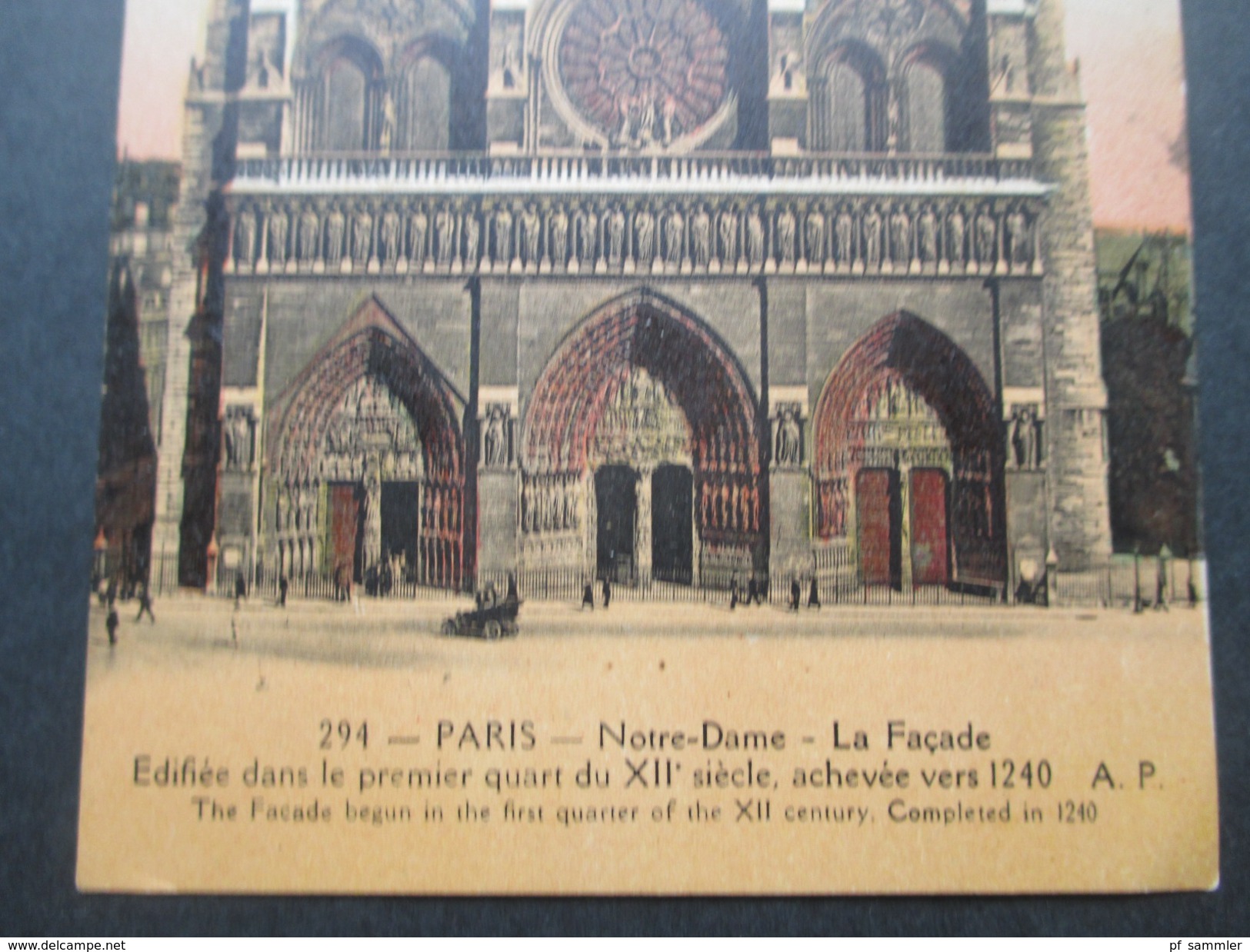 AK 1923 Paris Notre Dame La Facade.gesendet In Die Schweiz - Notre Dame Von Paris