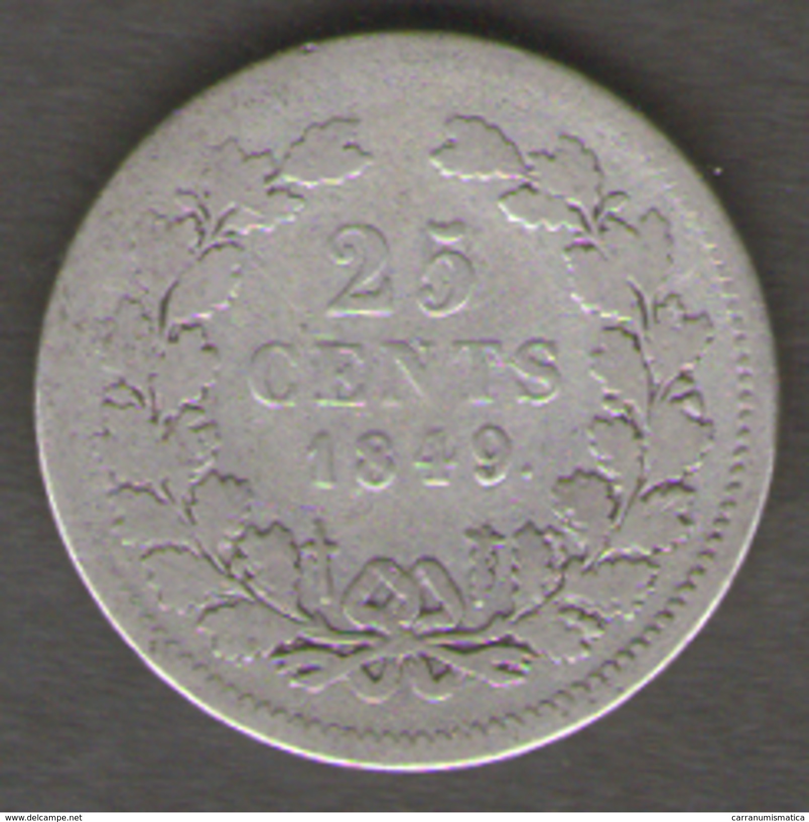 PAESI PASSI 25 CENTS 1849 AG SILVER - 1840-1849 : Willem II