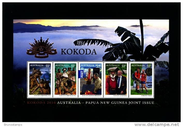 AUSTRALIA - 2010  KOKODA AUSTRALIA-PAPUA NEW GUINEA JOINT ISSUE   MS MINT NH - Blocchi & Foglietti