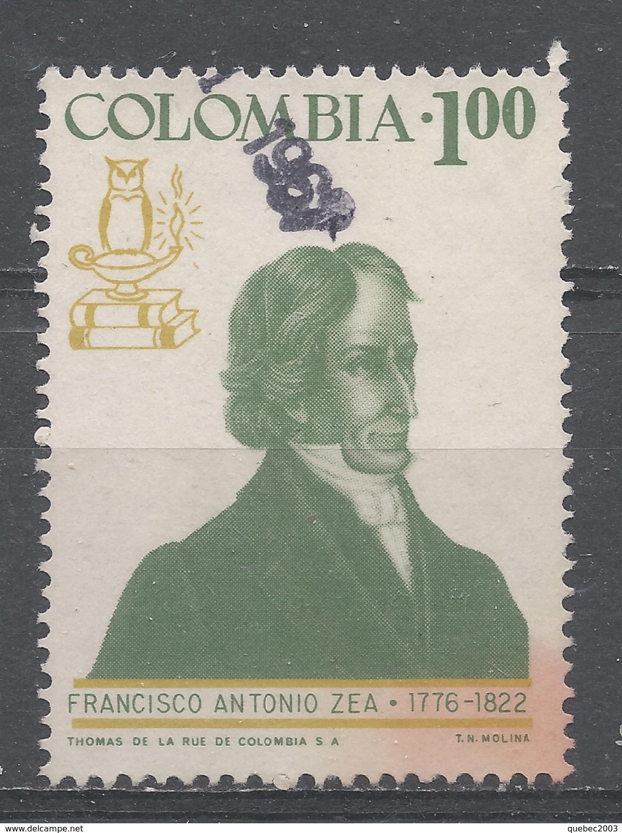 Colombia 1967. Scott #765 (U) Francisco Antonio Zea (1766-1822), Naturist And Politician - Colombie