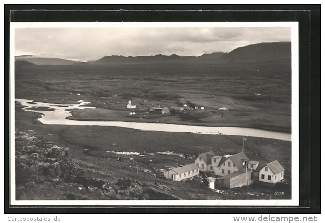 CPA Thingvellir, Häuserpartie Am Fluss - Islande