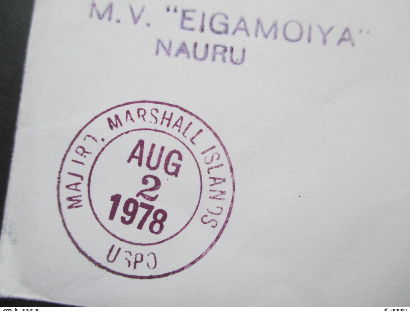 Marshallinseln 1978 Paquebot M.V. Eigamoiya Nauru. Official Number 1. Majuro. USPO. Toller Beleg!! - Islas Marshall