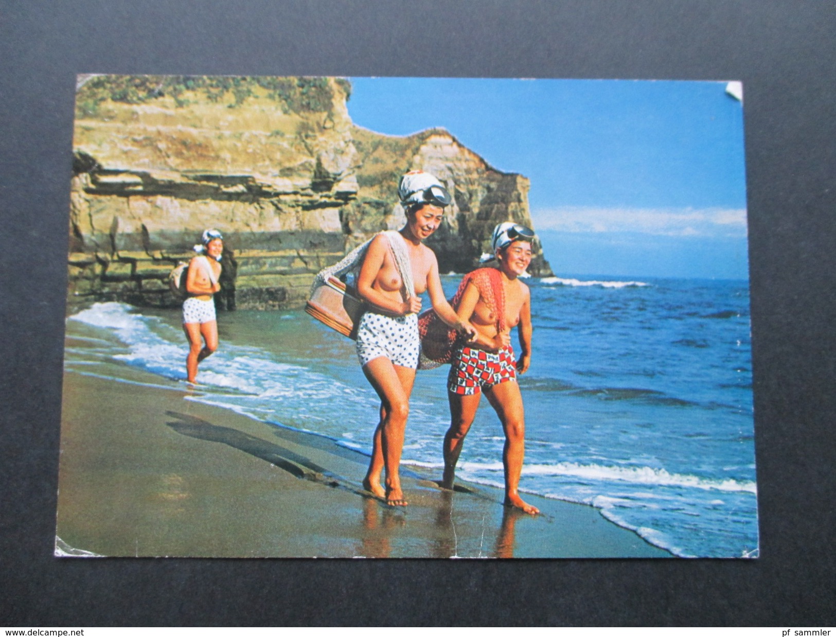 AK Echtfoto 1974 Japan Ama Diving Girls / Nackte Frauen!! Chiba Pref. Via Air Mail - Andere & Zonder Classificatie