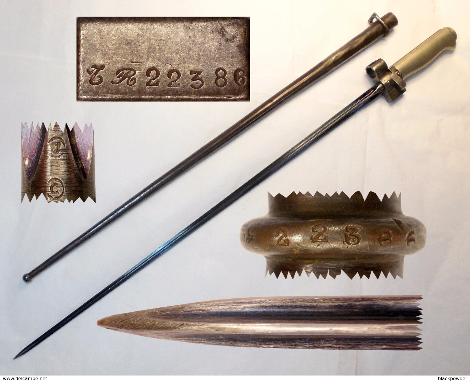 WW 1 - BELLE BAÏONNETTE LEBEL Mle 1886/15 POIGNEE MAILLECHORT AVEC FOURREAU MÊME N° A VOIR ! - Knives/Swords