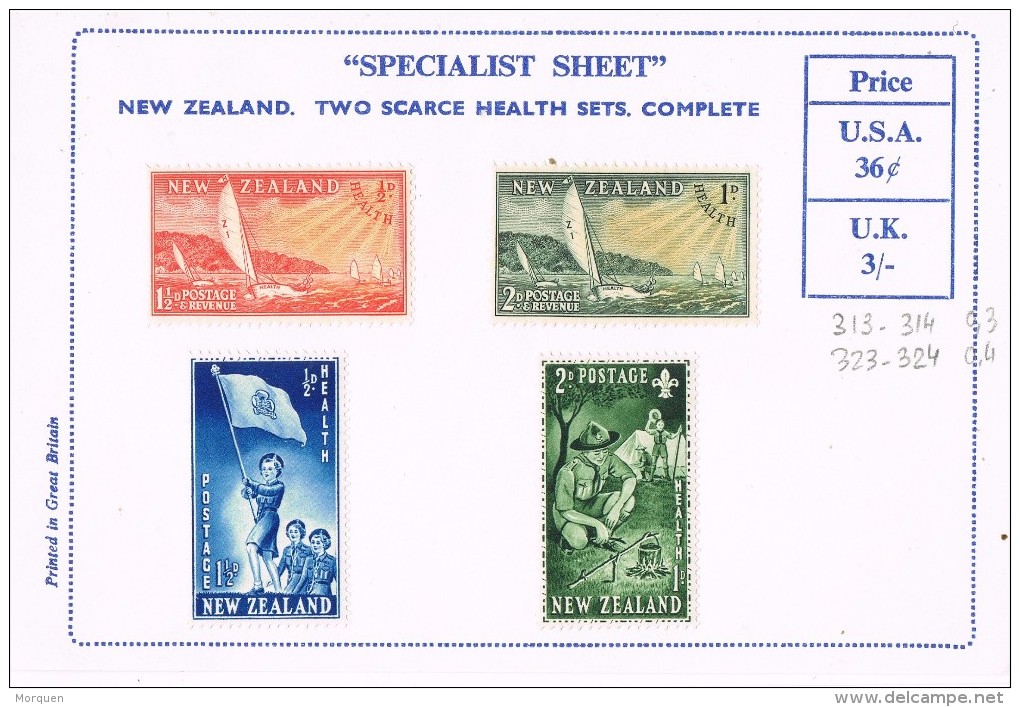 Series NEW ZEALAND Scouts Y Ships, Yvert Num 313-314 Y 323-324 * - Neufs