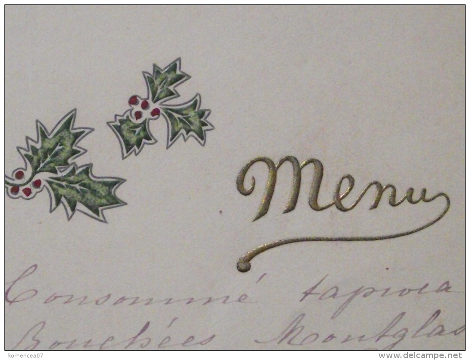 MENU - Vers 1900/1910 - Belle Carte (Vins De 1890, 1891,...) - A Voir ! - Menus