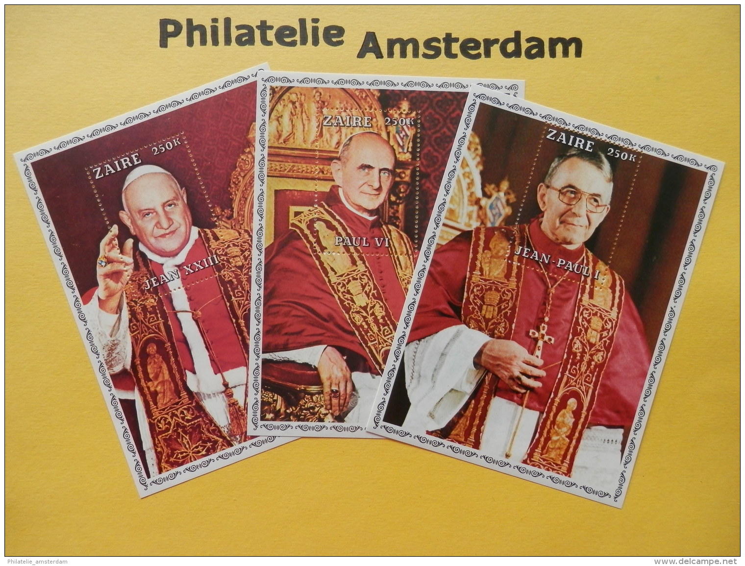 Zaïre 1979, POPES JOHN XXIII, PAUL VI, JOHN PAUL I: Mi 605-07, Bl. 25-27, ** - Popes