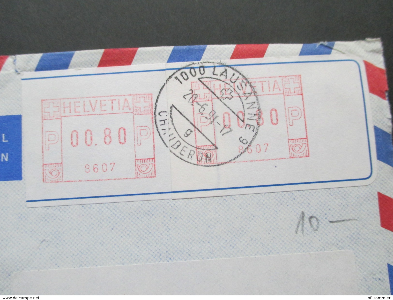 Schweiz 1991 MiF Automatenmarken Selbstklebend?? Helvetia 8607. Lausanne - Sydney - Timbres D'automates