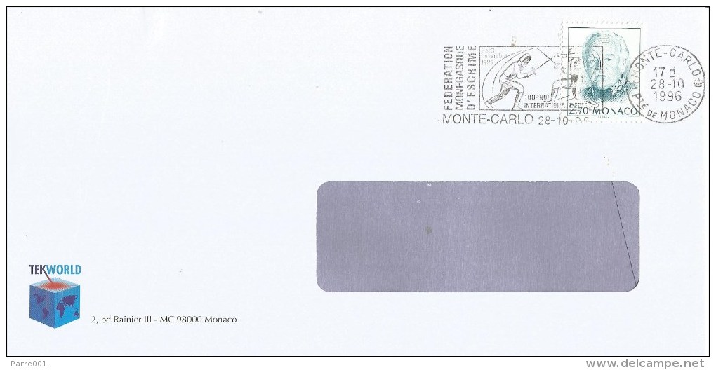 Monaco 1996 Monte Carlo Slogan Escrime Fencing Cover - Fechten