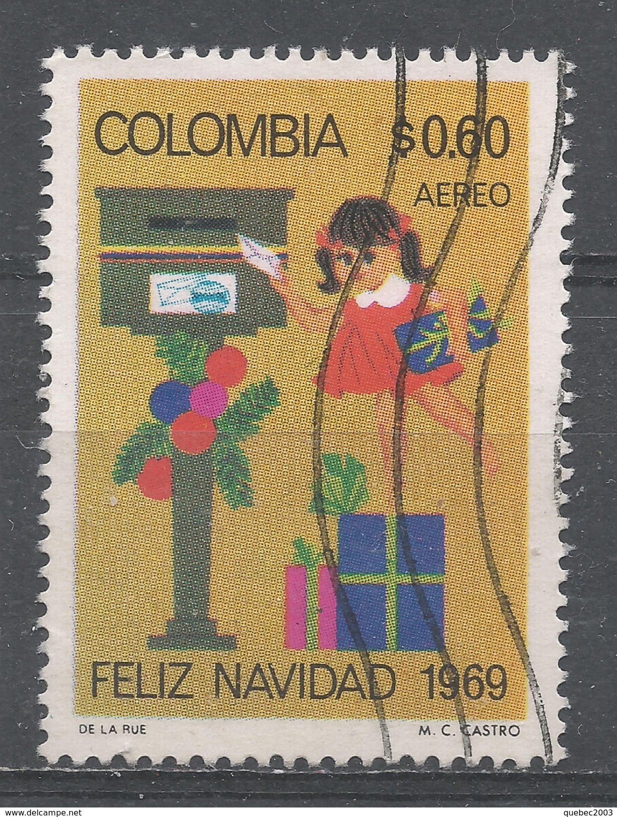 Colombia 1969. Scott #C523 (U) Christmas, Child Mailing Letter - Colombie