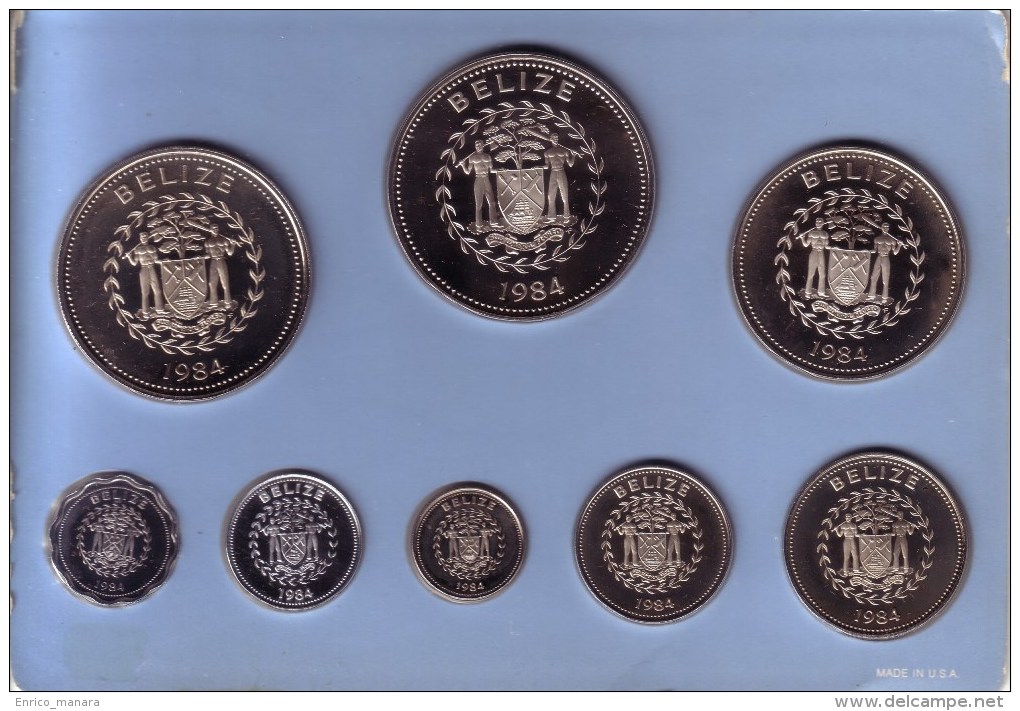 BELIZE - Proof Set 1984 FM  -  KM#PS21 Including KM# 75, 90, 91, 92, 93, 94, 95, 96  [Eight Rare Types] - Belize