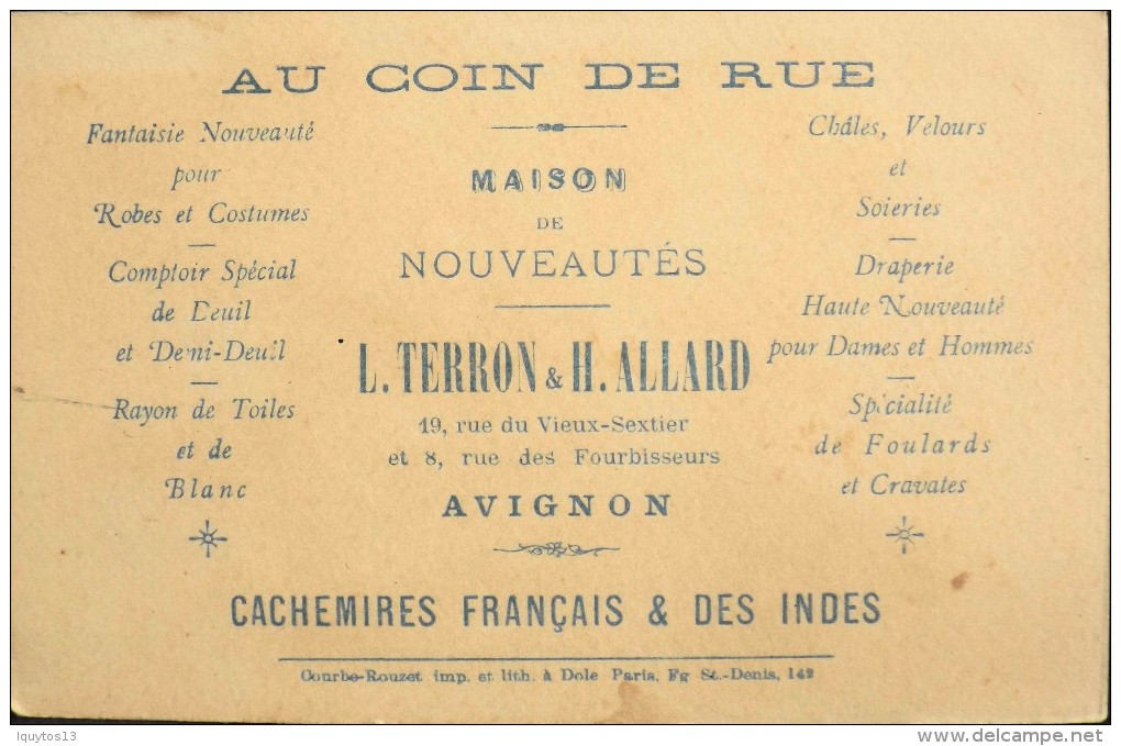 AU COIN De RUE Maison De Nouveautés L. Therron & H. Allard Avignon - CHROMO - N° 5 Pincés ! - En Très Bon Etat - Sonstige & Ohne Zuordnung