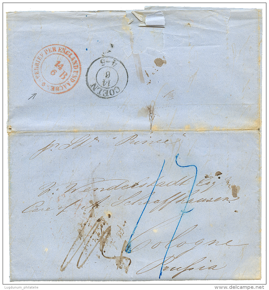 URUGUAY : SEEBRIEF PER ENGLAND AACHEN + "Steamer PRINCE" On Reverse Of Entire Letter To GERMANY. Vf. - Uruguay