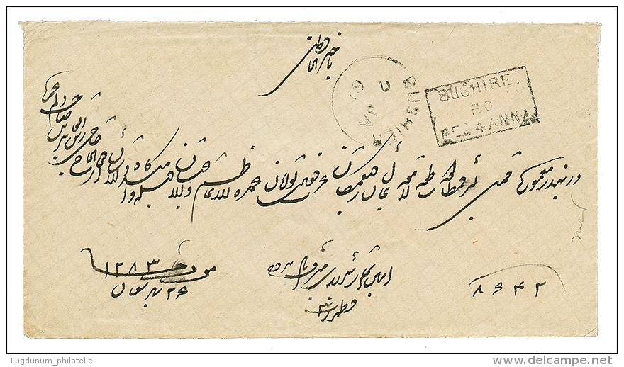 PERSIA - BUSHIRE : Boxed BUSHIRE/BO/ 4 ANNA + BUSHIRE On Envelope To INDIA. Vvf. - Otros & Sin Clasificación