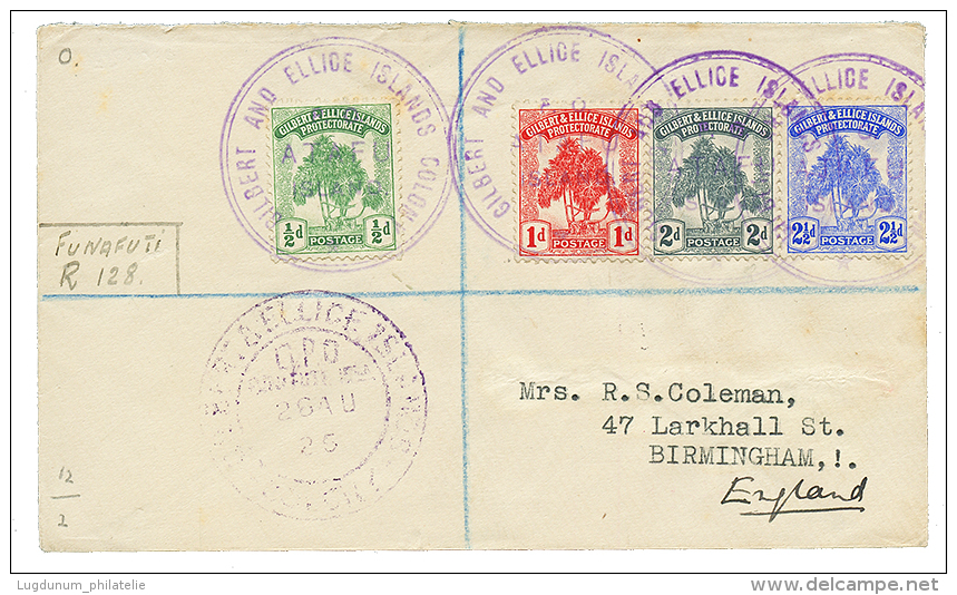 GILBERT &amp; ELLICE - ATAFU : 1925 1/2d To 2 1/2d Canc. ATAFU ISLAND On REGISTERED Enveloppe Via FUNAFUTI To ENGLAND. S - Otros & Sin Clasificación