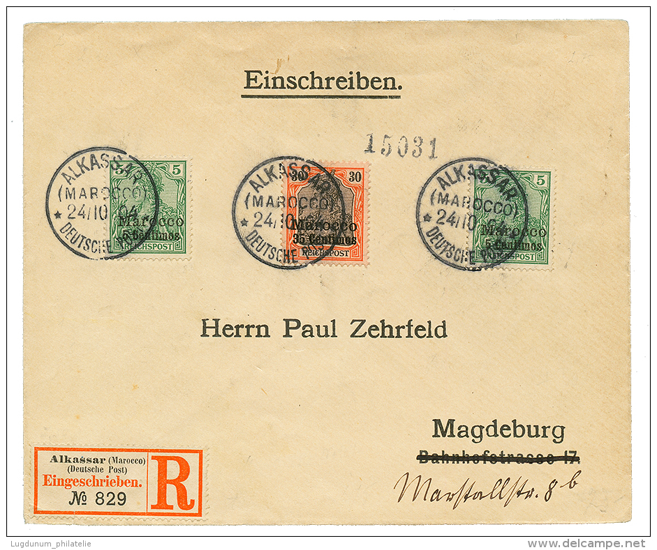 ALKASSAR : 1904 5c(x2) + 30c Canc. ALKASSAR On REGISTERED Envelope To GERMANY. Vvf. - Otros & Sin Clasificación