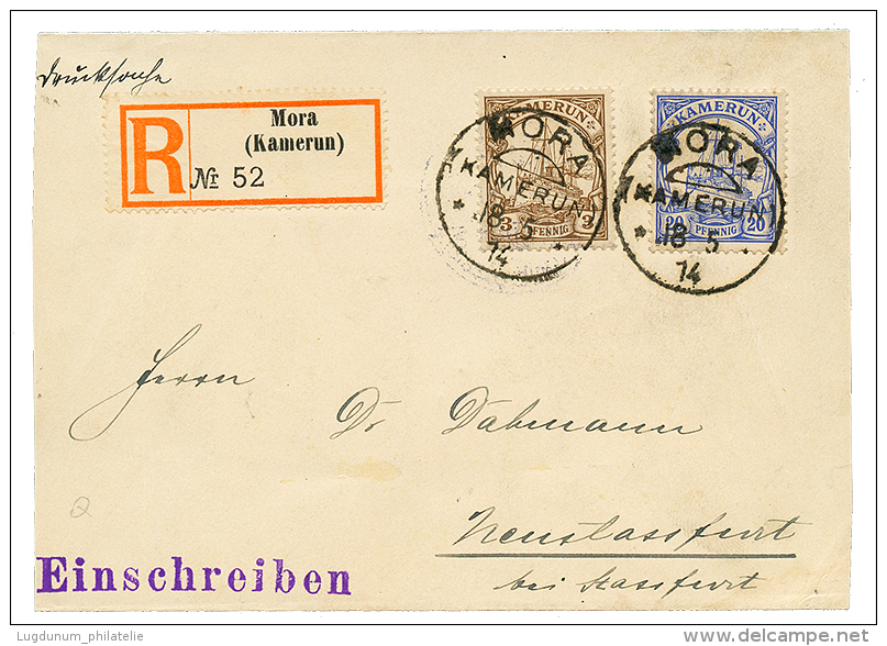 "MORA" : 1914 3pf + 20pf Canc. MORA On REGISTERED Envelope To GERMANY. RARE. Superb. - Otros & Sin Clasificación