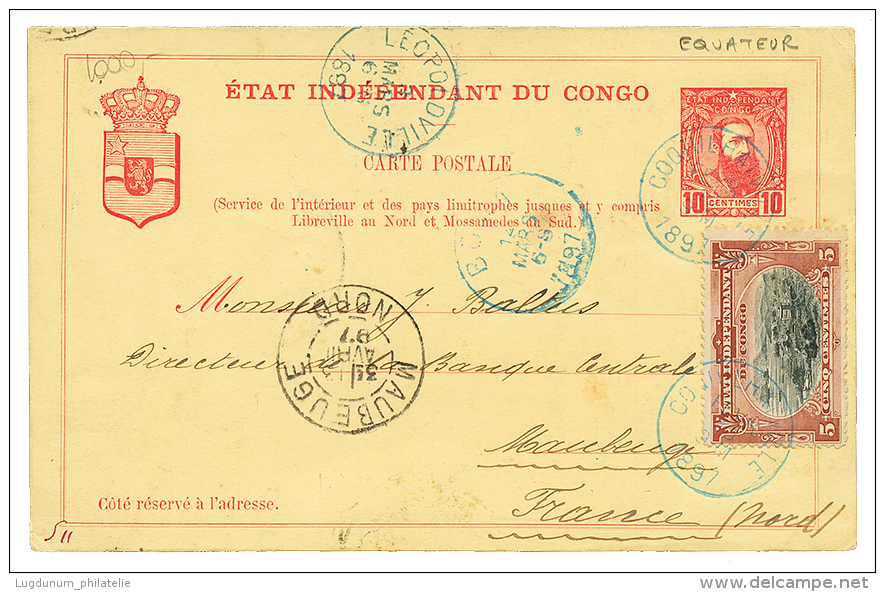 "EQUATEUR Via COQUIHATVILLE" : 1897 P./Stat 10c Datelined "EQUATEUR" + 5c Canc. COQUIHATVILLE Via LISBOA To FRANCE. Vf. - Autres & Non Classés