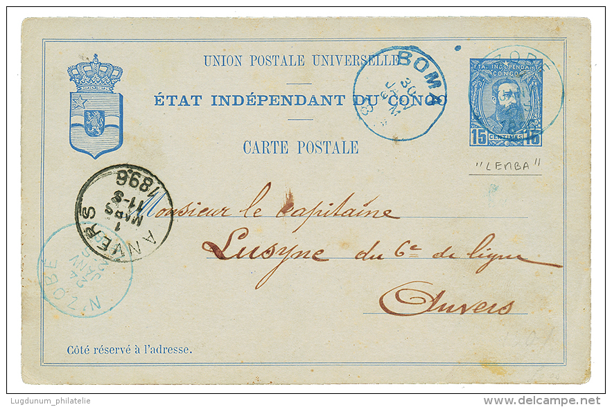 "LEMBA Via N'ZOBE" : 1896 P./Stat 15c Datelined "LEMBA" Canc. N'ZOBE To BELGIUM. Vf. - Altri & Non Classificati