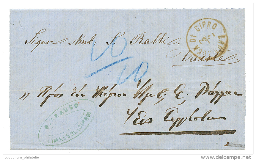 CYPRUS : 1868 LARNACA DI CIPRO On Entire Letter From LIMASSOL To TRIESTE. Vvf. - Otros & Sin Clasificación