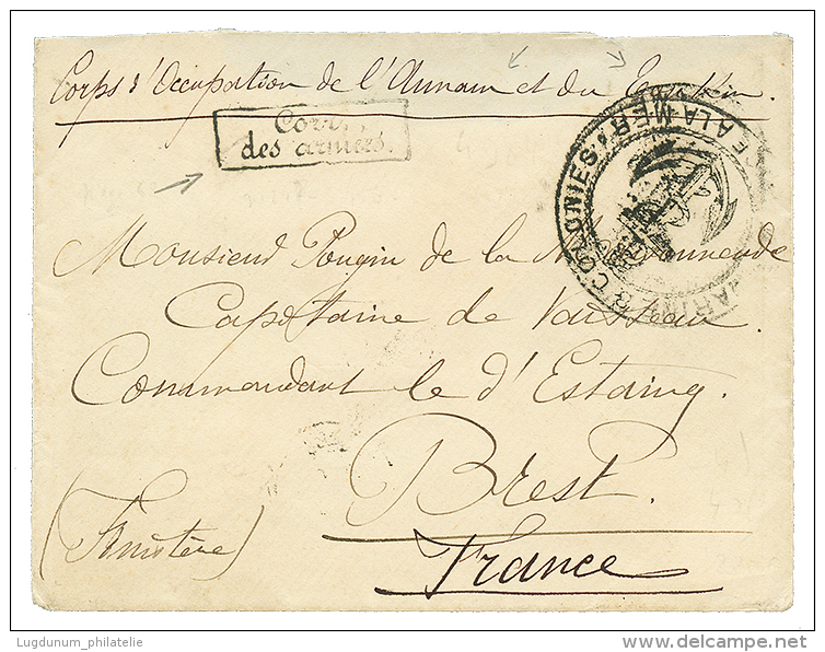 1886 Cachet Encadré CORR. DES ARMEES + "CORPS OCC. ANNAM &amp; TONKIN" Sur Env. Pour La FRANCE. TTB. - Otros & Sin Clasificación