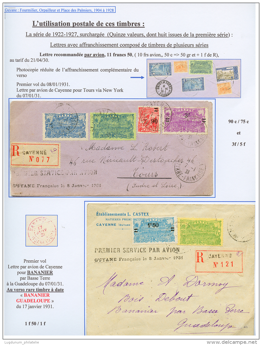 GUYANE - Série 1922-27 SURCHARGEE : Collection De 15 Lettres + 1 DEVANT. Cette émission Est Trés Ra - Otros & Sin Clasificación