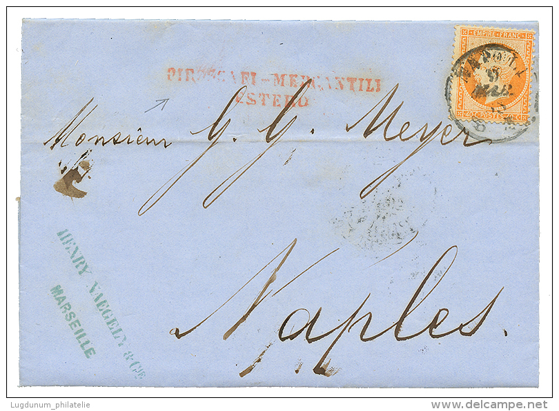 1866 40c(n°23) Obl. Cachet Italien NAPOLI Sur Lettre De MARSEILLE Pour NAPLES. TB. - Autres & Non Classés