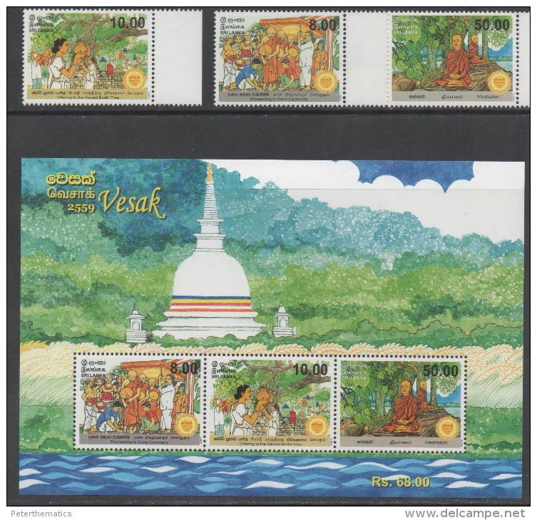 SRI LANKA, 2015, MNH, VESAK, CELEBRATIONS, BUDDHA, MONKS, 3v+SHEETLET - Other & Unclassified