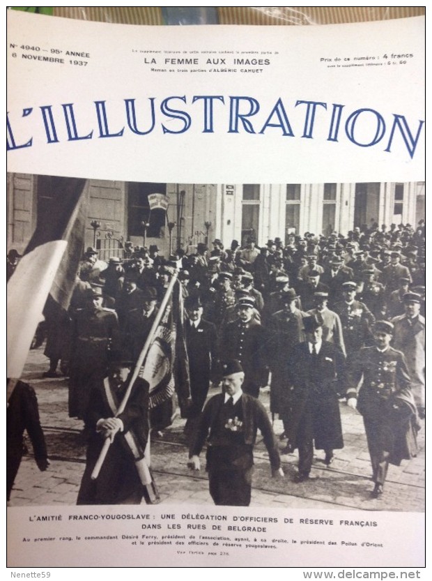L´ILLUSTRATION N° 4940  Du 6 Novembre 1937 -- Officiers Français à BELGRADE - L'Illustration