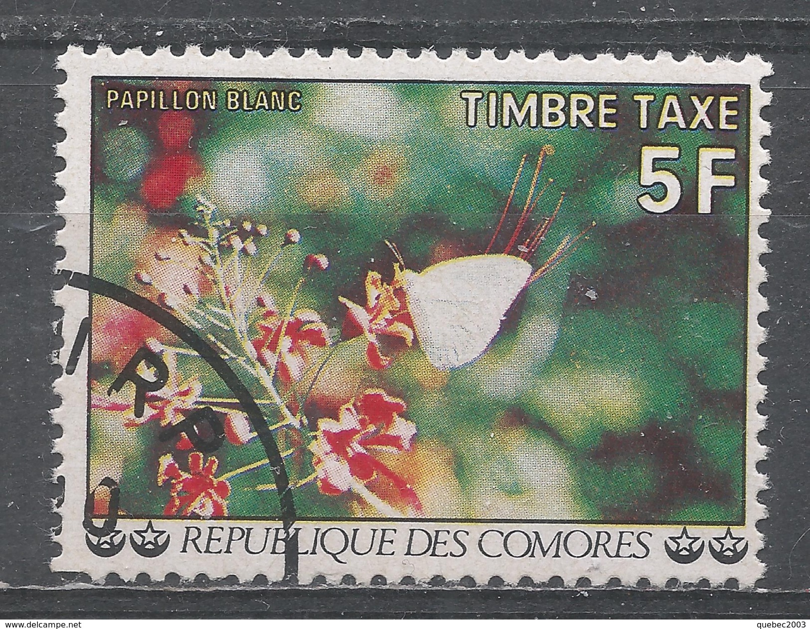 Comoro Islands 1977. Scott #J8 (U) White Butterfly - Comores (1975-...)