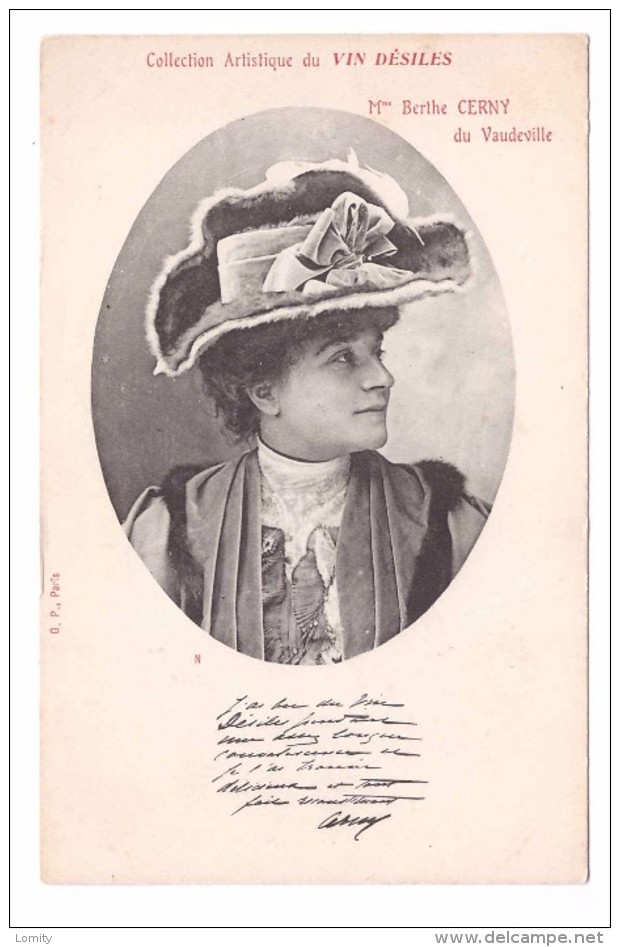 Theatre Collection Artistique Du Vin Desiles Mme Berthe Cerny Du Vaudeville Actrice  , Carte Non Voyagée - Théâtre