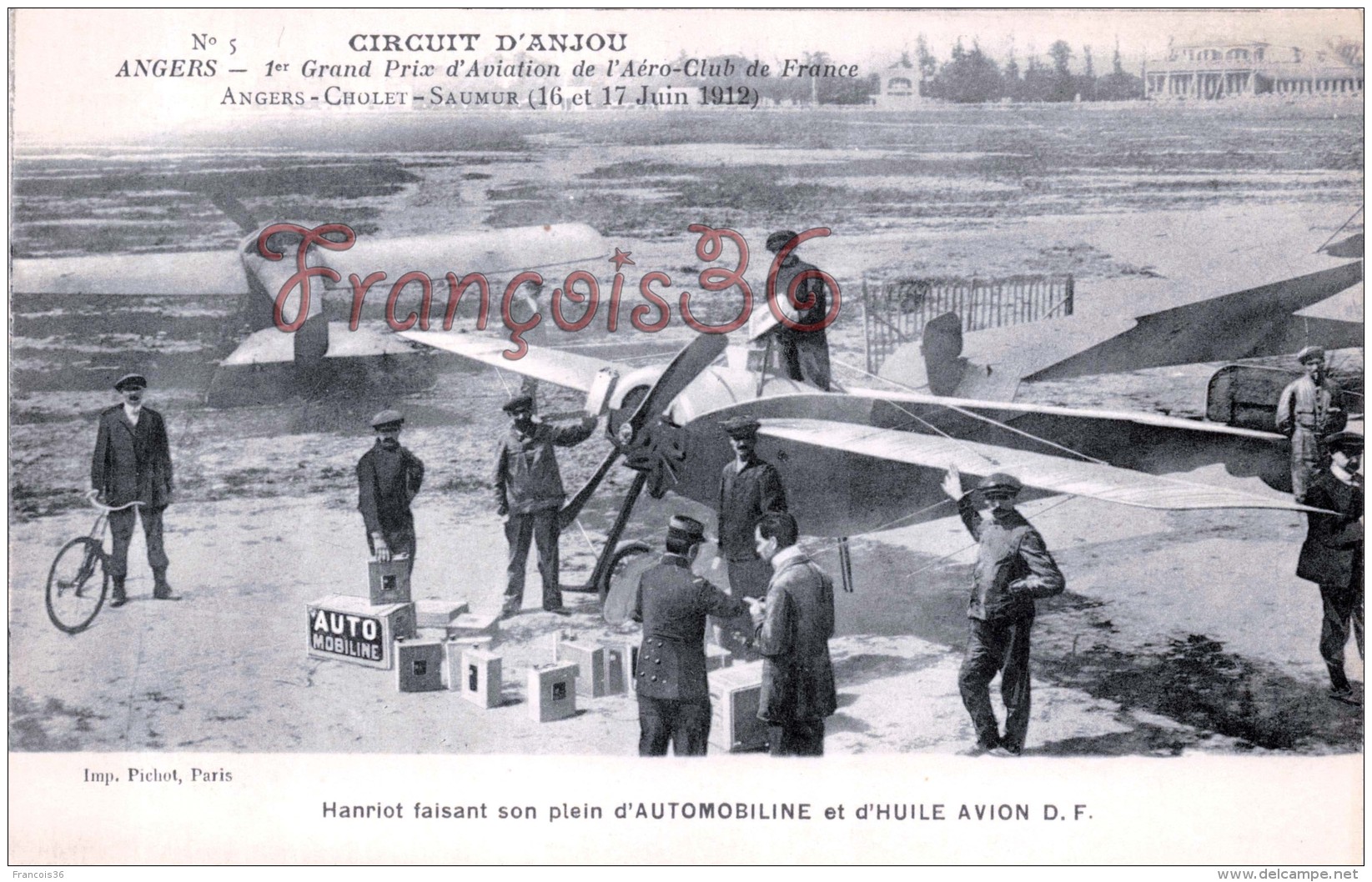 ANGERS Aviation Circuit D'Anjou - 1912 Hanriot Et Plein D'automobiline Avion  - TTBE - 2 SCANS - Angers