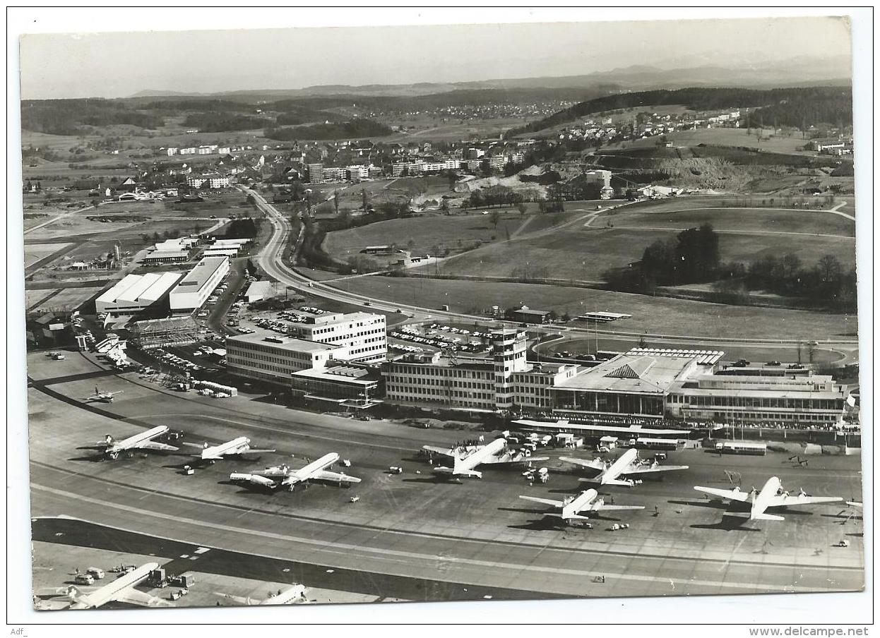 CPSM FLUGHOF ZURICH - KLOTEN, VUE AERIENNE SUR AEROPORT, AVION, AVIONS, SUISSE - Kloten