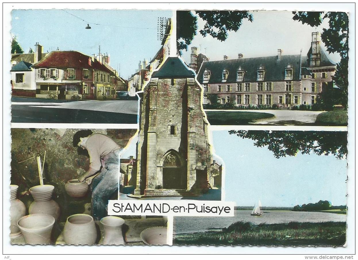 CPSM MULTIVUES COLORISEE ST SAINT AMAND EN PUISAYE, NIEVRE 58 - Saint-Amand-en-Puisaye