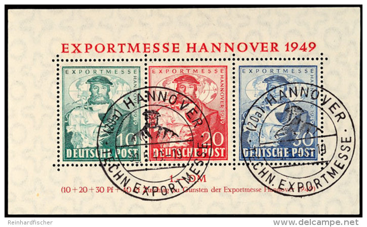 Blockausgabe "Exportmesse Hannover 1949, A-Farbe, Gestempelt Mit Sonderstempel "Hannover", Gepr. Schlegel BPP, Mi.... - Sonstige & Ohne Zuordnung