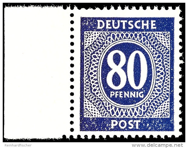 80 Pfg Ziffernausgabe, Fehlfarbe Schwärzlichviolettblau, Tadellos Postfrisch, Befund Bernhöft, Mi. 320.-... - Sonstige & Ohne Zuordnung