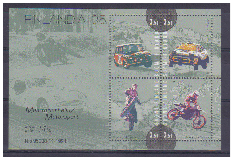 Finland 1995 Motorsports S/S Y.T. BF 16 ** - Blocks & Kleinbögen