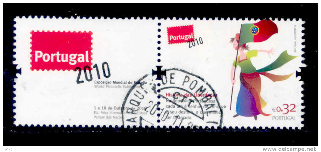 ! ! Portugal - 2010 Freedom History W/Label - Af. 4027A - Used - Gebraucht